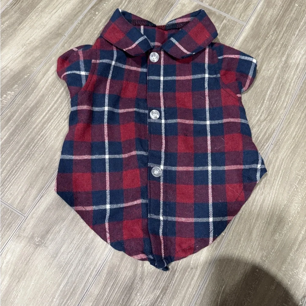 XS dog plaid button down shirt